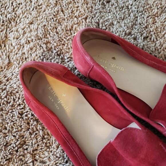 Kate Spade suede flat pointed toe loafer red leather classic 8.5 - Picture 3 of 9